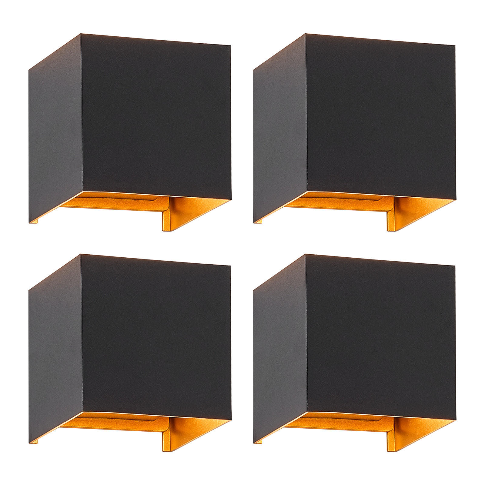 WANDLEUCHTE Inspiration 4er-Set - Schwarz, Metall (10/10/10cm) - Nettlife