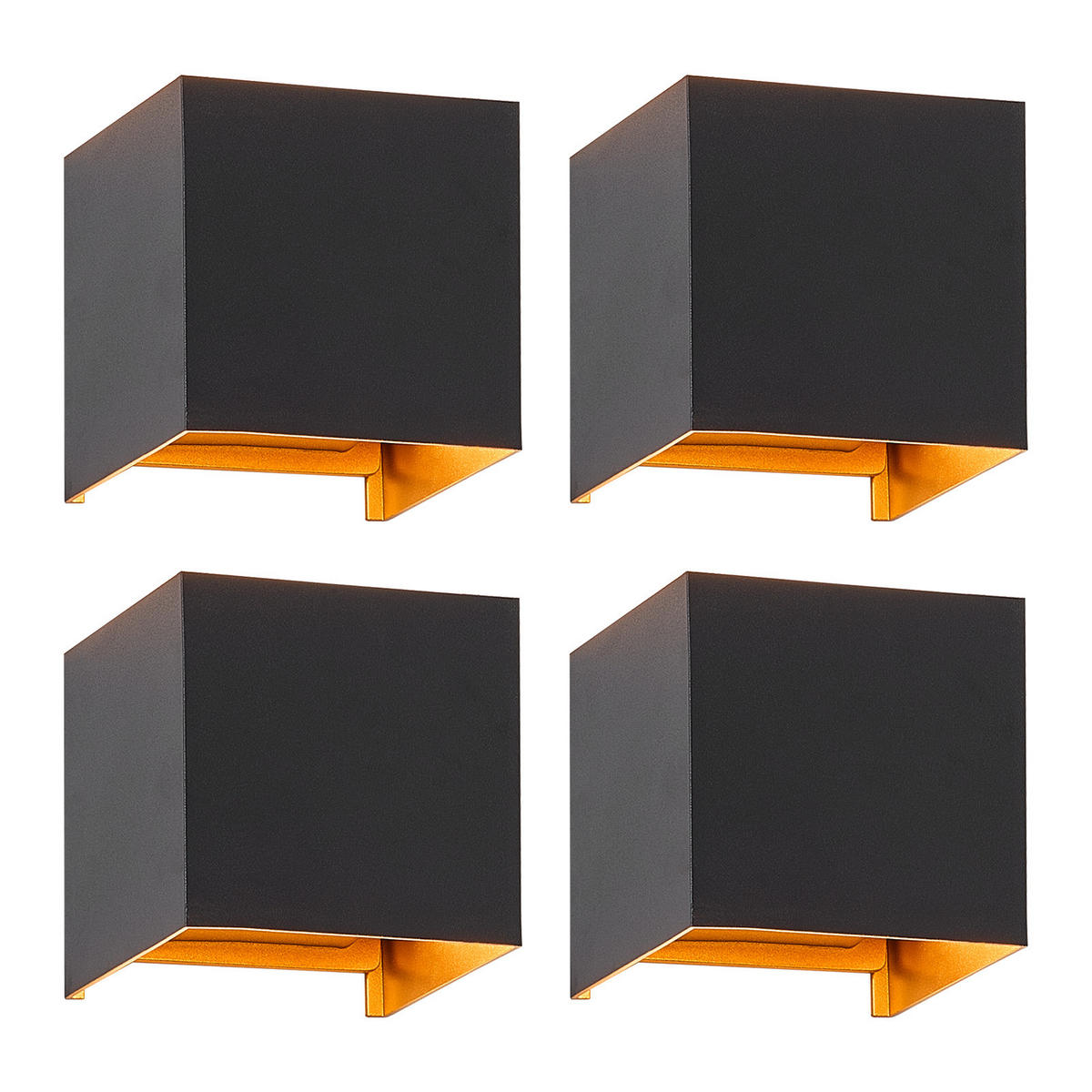 WANDLEUCHTE Inspiration 4er-Set - Schwarz, Metall (10/10/10cm) - Nettlife