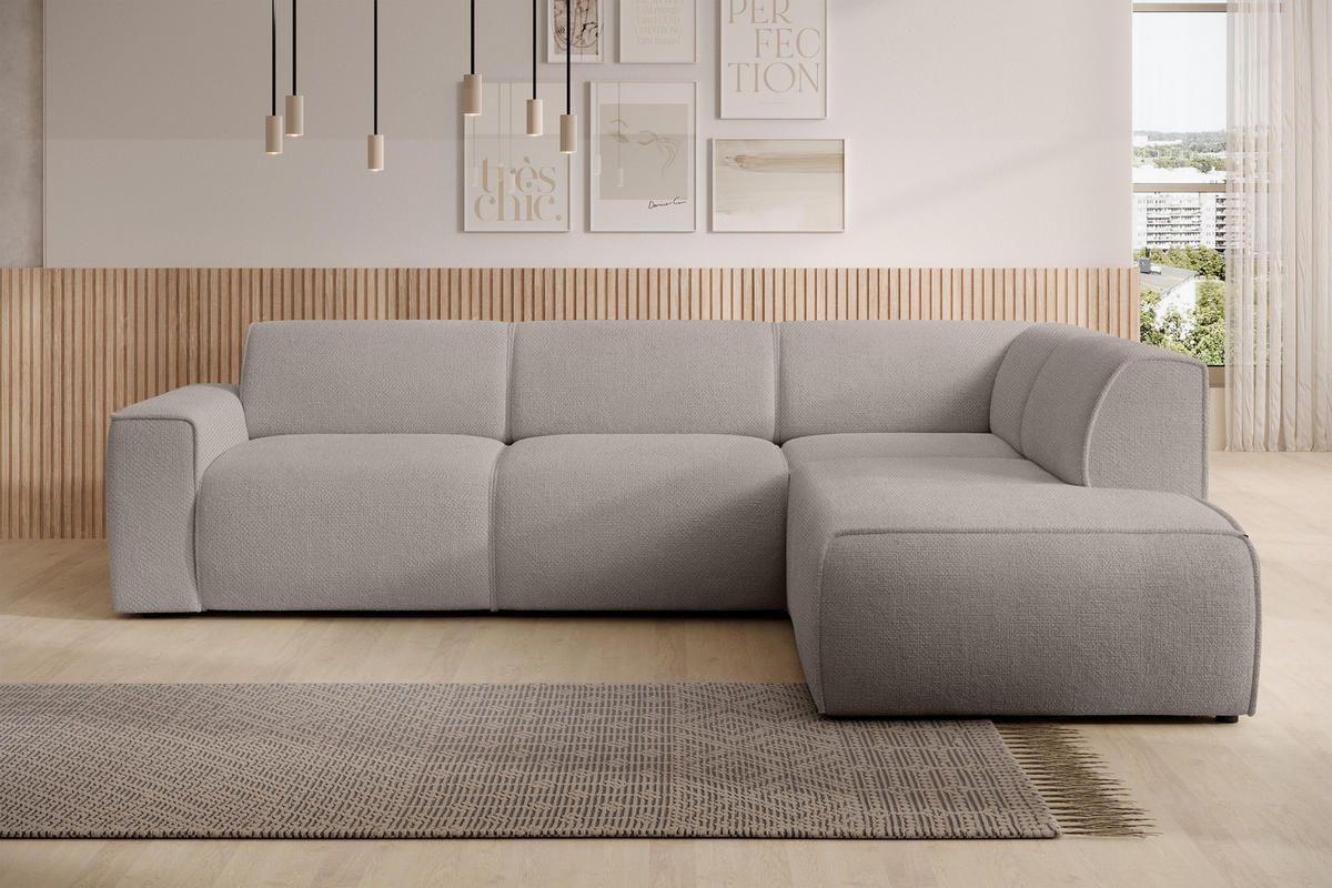 ECKSOFA L Form Didim Beige 292/220/78 cm – großes Sofa stilvoll & bequem R - Beige/Schwarz, Kunststoff/Textil (292/220cm) - AX Living
