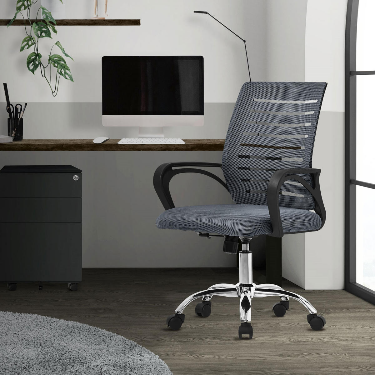 SCHREIBTISCHSTUHL Classic grau - Grau, Metall (54/99/59cm) - ML-DESIGN