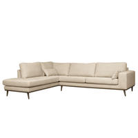 ECKSOFA mit Ottomane - Eichefarben/Creme, Textil (287/219cm) - home24