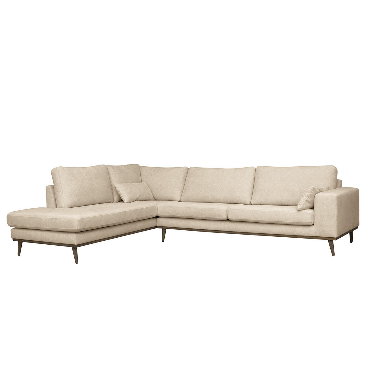 ECKSOFA mit Ottomane - Eichefarben/Creme, Textil (287/219cm) - home24