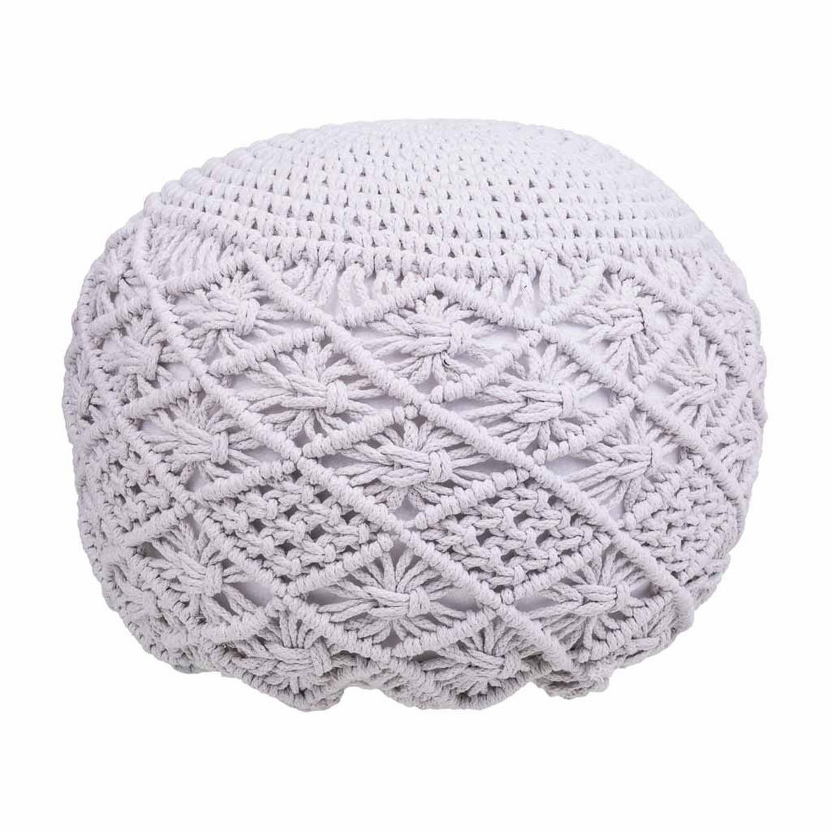 POUF aus Baumwolle, weiß, 45x33cm - Weiß, Textil (45/33/45cm) - Wanderlust