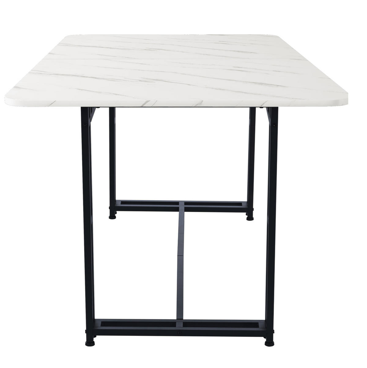 ESSTISCH 140x80x75 cm aus MDF mit schwarzem Metallgestell im modernen Leicht-Luxus Stil - Weiß, Holzwerkstoff (140/80/74cm) - Modfu
