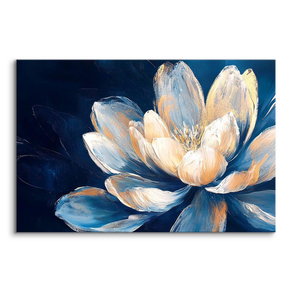 LEINWANDBILD für Schlafzimmer Blume Natur Malarei 100cm x 70cm - Blau/Beige, Textil (100/70cm) - Muralo