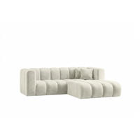 ECKSOFA Modulares In L-Form, Velvet-Stoff Riviera, Ecru, Rechts, GRAND - Creme, Holz (227/179cm) - Kaiser Möbel
