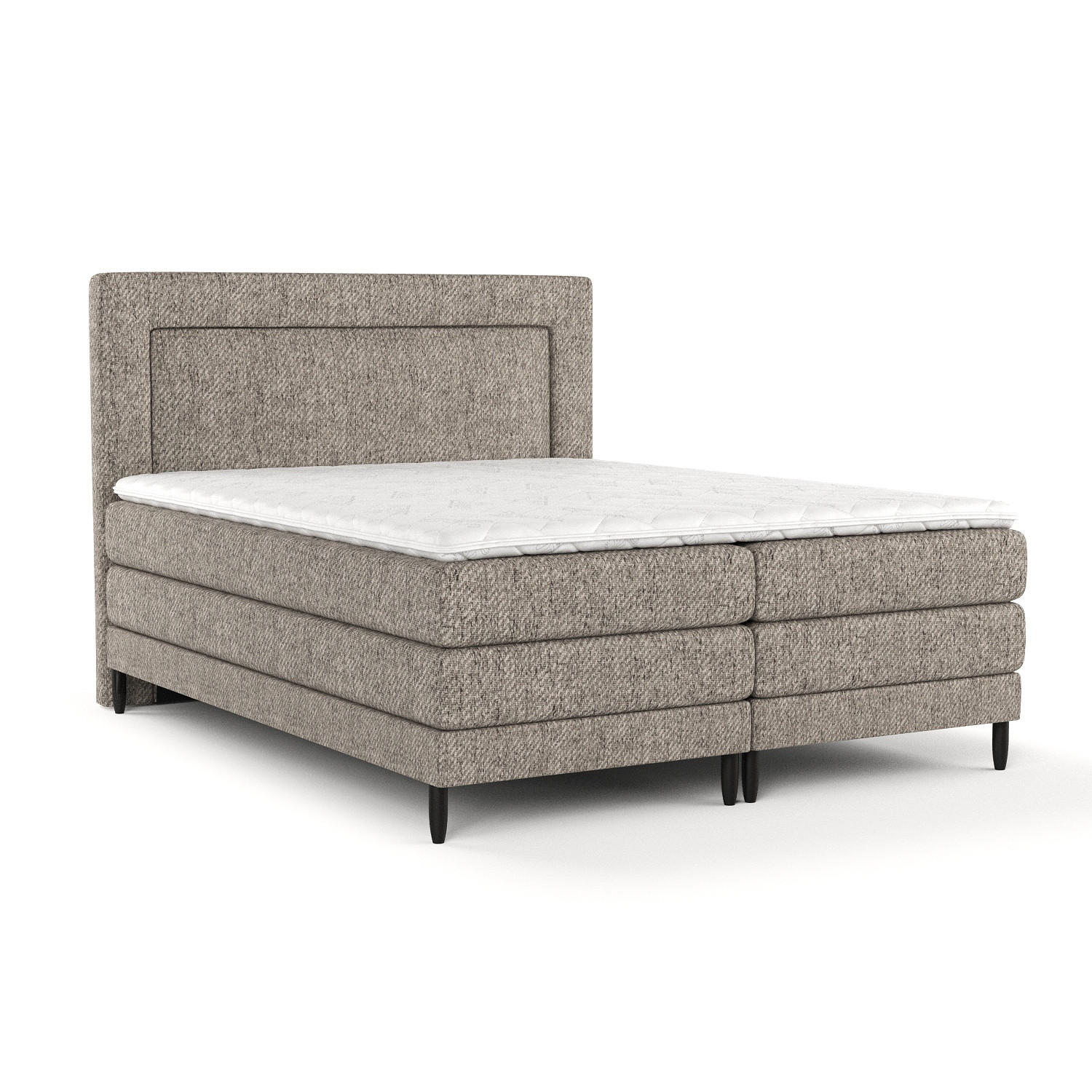 BOXSPRINGBETT Madame Brown 140/200 cm mit Matratzen und Topper - Schwarz/Braun, Holz/Holzwerkstoff (140/200cm) - Maison de Reve