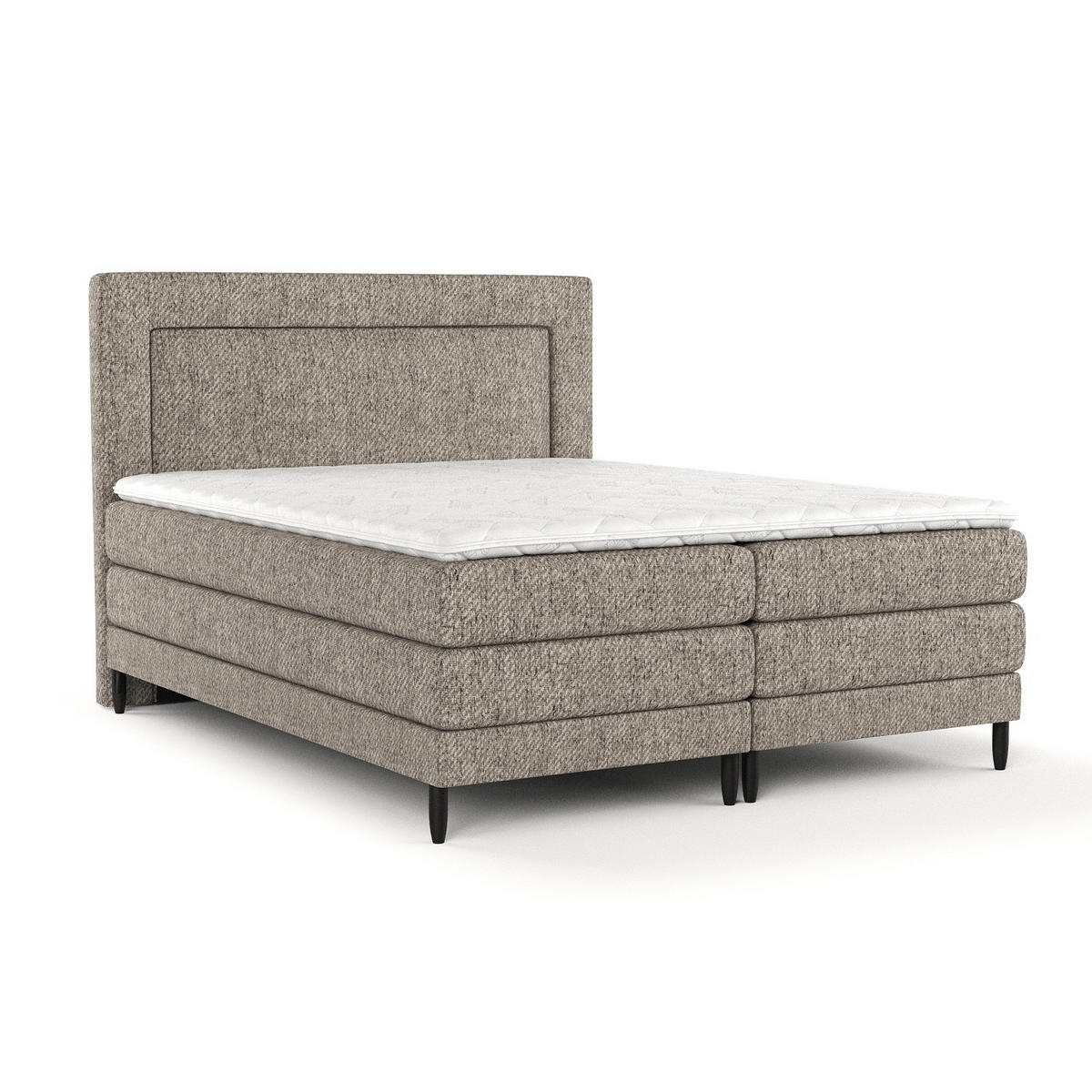 BOXSPRINGBETT Madame Brown 180/200 cm mit Matratzen und Latex-Topper - Schwarz/Braun, Holz/Holzwerkstoff (180/200cm) - Maison de Reve