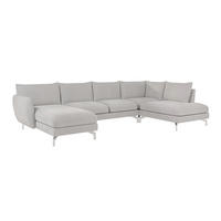 WOHNLANDSCHAFT Elou Silber Luxusmicrofaser - Chromfarben/Silberfarben, Textil/Metall (336/87/200cm) - S-Style Möbel