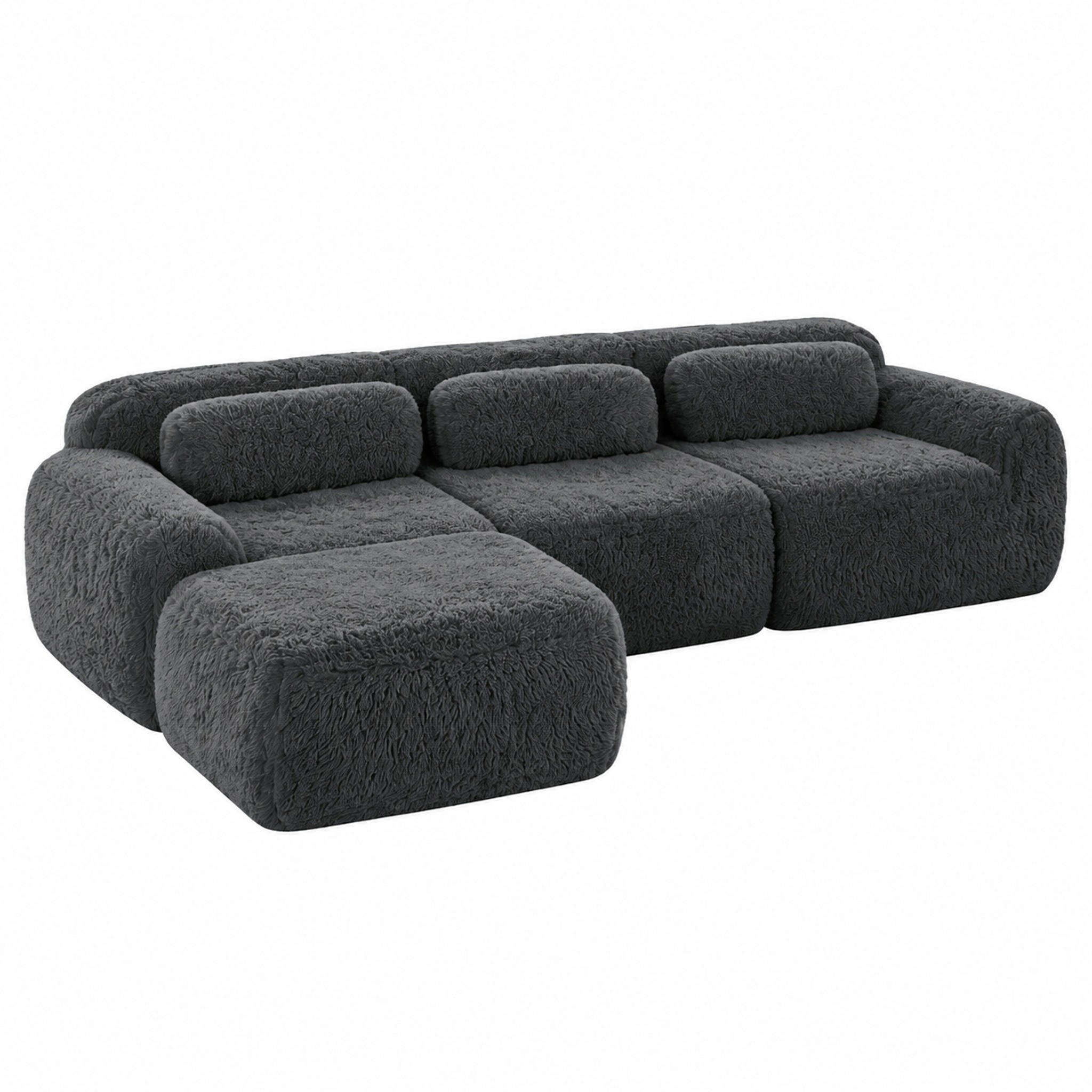 ECKSOFA modular in L-Form Plüsch Grau - Grau, Kunststoff (179/291.2cm) - Meubliv