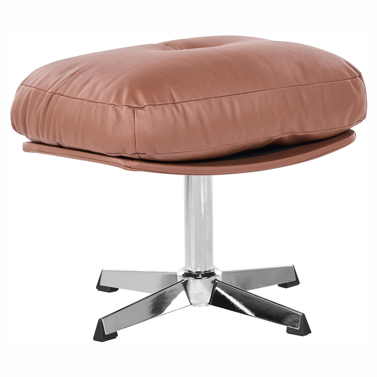 DREHSESSEL mit Fußstütze Stoff Braun Loimaa - Silberfarben/Braun, Textil/Metall (62/77/75cm) - Beliani