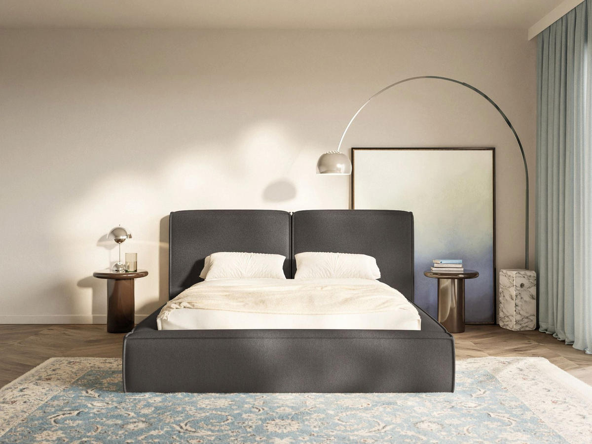POLSTERBETT Tilves Graphitgrau 180x200 cm - Schwarz/Graphitfarben, Kunststoff/Textil (180/200cm) - Selsey