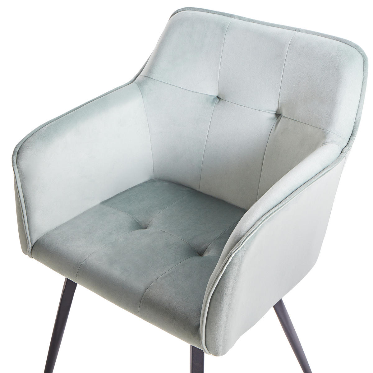 ESSZIMMERSTUHL 2er-Set Samtstoff Mintgrün Jasmin - Grün, Textil/Metall (60/84/49cm) - Beliani