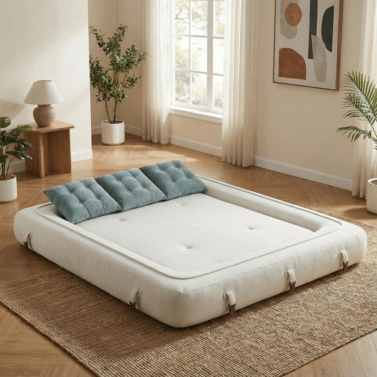 SCHLAFSOFA Okoa 2-Sitzer - Weiß und Salbei - Weiß, Textil (160/60/120cm) - COCO Living