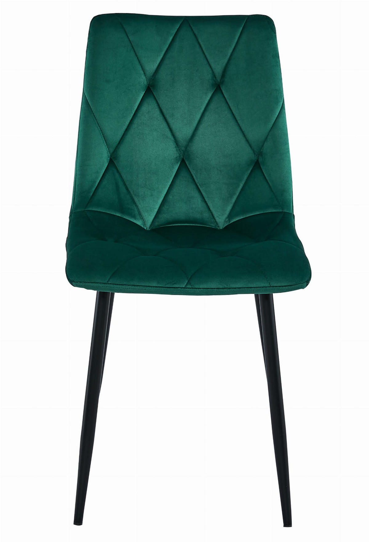 ESSZIMMERSTUHL TYRA dunkelgrüner Sitz, schwarze Beine - Dunkelgrün/Schwarz, Textil (44.5/87/54.5cm) - Valora