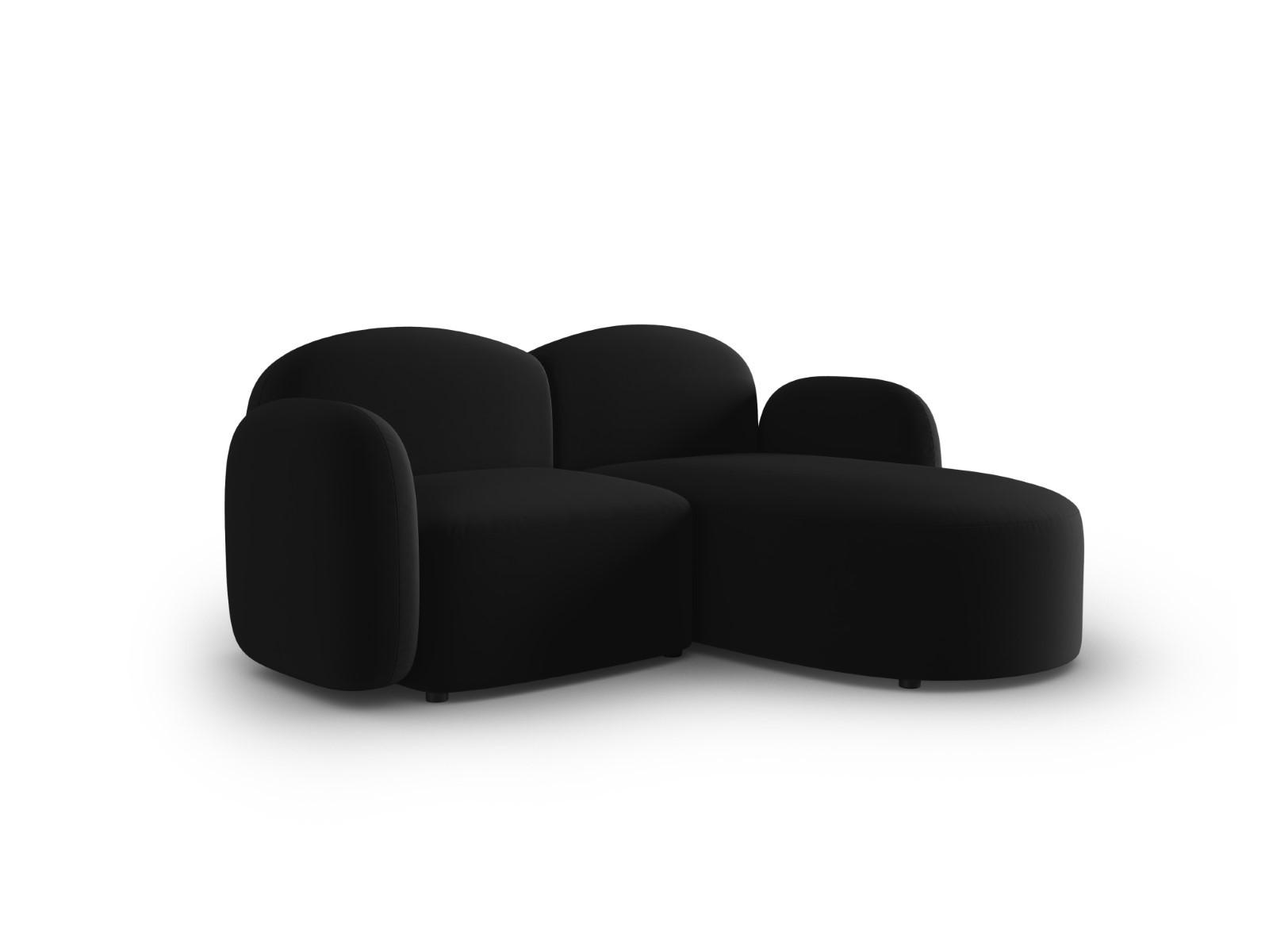 ECKSOFA rechts Blair aus Samt schwarz 3 Sitzplätze - Schwarz, Textil (155/194cm) - Micadoni