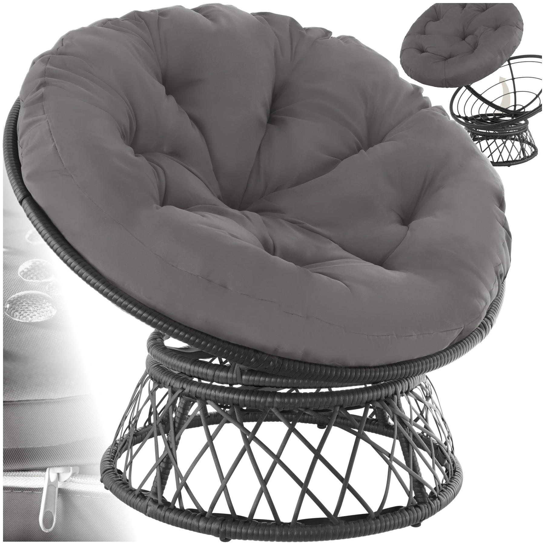 RATTANSESSEL Gargano,92 x 80 x 80,5 cm,schwarz - Schwarz, Kunststoff (80/80.5/92cm) - tectake