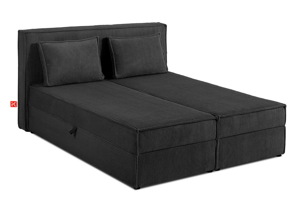 BOXSPRINGBETT ROTI mit Stauraum, dunkelgrau - Dunkelgrau/Schwarz, Holz/Holzwerkstoff (140/200cm) - KONSIMO®
