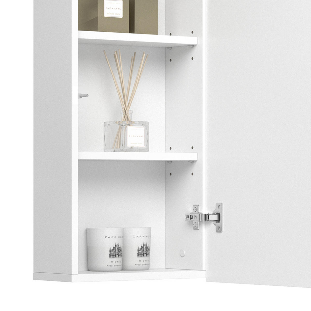 BADSCHRANK Izan Weiß 36.6 x 76.6 cm - Weiß, Holzwerkstoff (36.6/76.6/15.6cm) - Vicco
