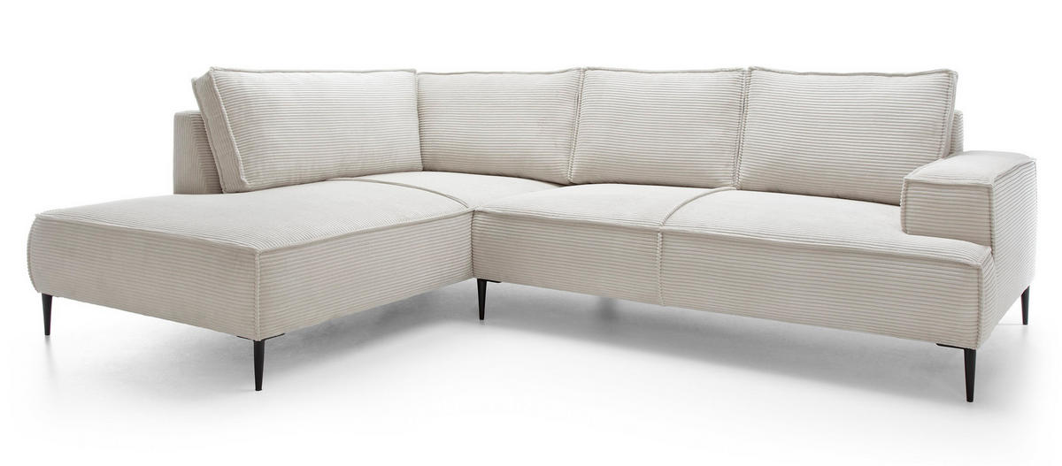 SCHLAFSOFA 275 cm L-Form Harmonia mit Beinen, Links, Vanille - Beige, Holz (275/195cm) - Emporius