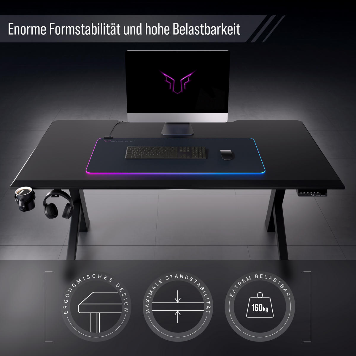 TISCHPLATTE 180x80, Schreibtischplatte 180x80 cm - Outline, Schwarz - Schwarz, Holzwerkstoff (180/80/2.5cm) - Ultimate Setup