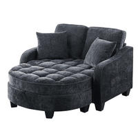SOFA-BETT 132/129/93 cm aus Eukalyptusholz mit Aufbewahrungshocker Schwarz - Schwarz, Holz (129/93/132cm) - Modenvie