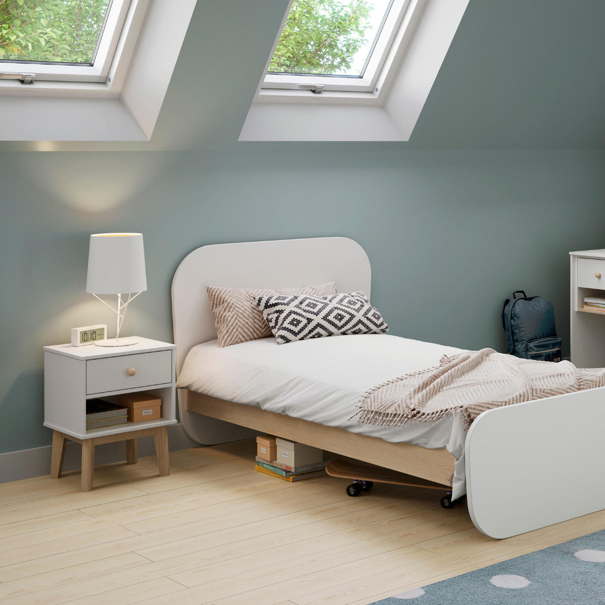 NACHTTISCH Esteban Weiß 40/35/53.1 cm - Weiß, Holz (35/53.1/40cm) - Calicosy