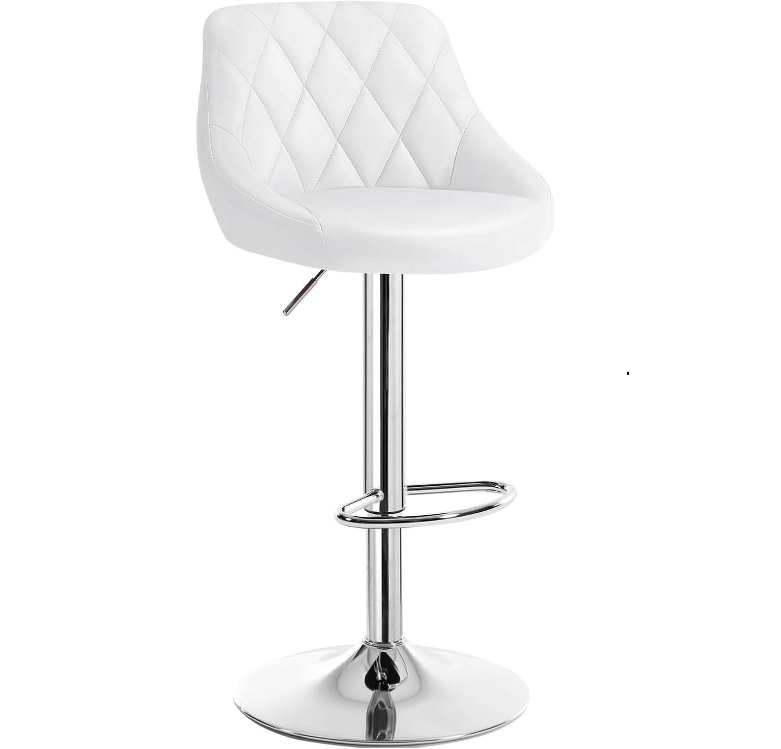 BARHOCKER, Kunstleder, Höhenverstellbar, 360° Drehbar - Weiß, Metall (47/104/39cm) - Woltu