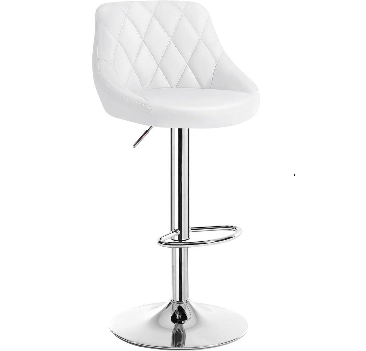 BARHOCKER, Kunstleder, Höhenverstellbar, 360° Drehbar - Weiß, Metall (47/104/39cm) - Woltu