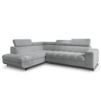 ECKSOFA MORIVA Q L-S Hellgrau Boucle-Stoff mit Schlaffunktion - Hellgrau, Holzwerkstoff/Textil (253/190cm) - MASSENO
