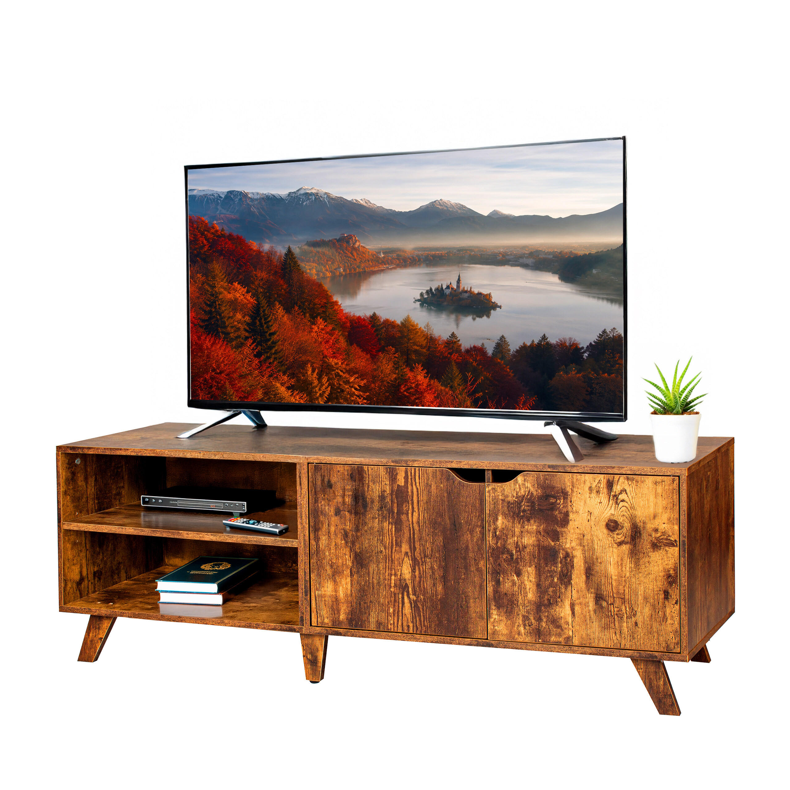 TV-LOWBOARD - Braun, Holzwerkstoff (140/50/40cm) - Relaxdays