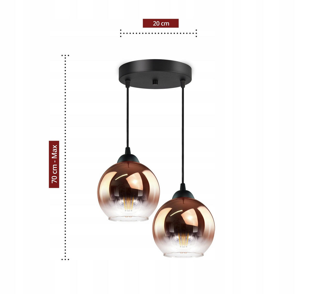 PENDELLEUCHTE MASUR - Transparent/Goldfarben, Glas/Metall (30/30/80cm) - kiki design