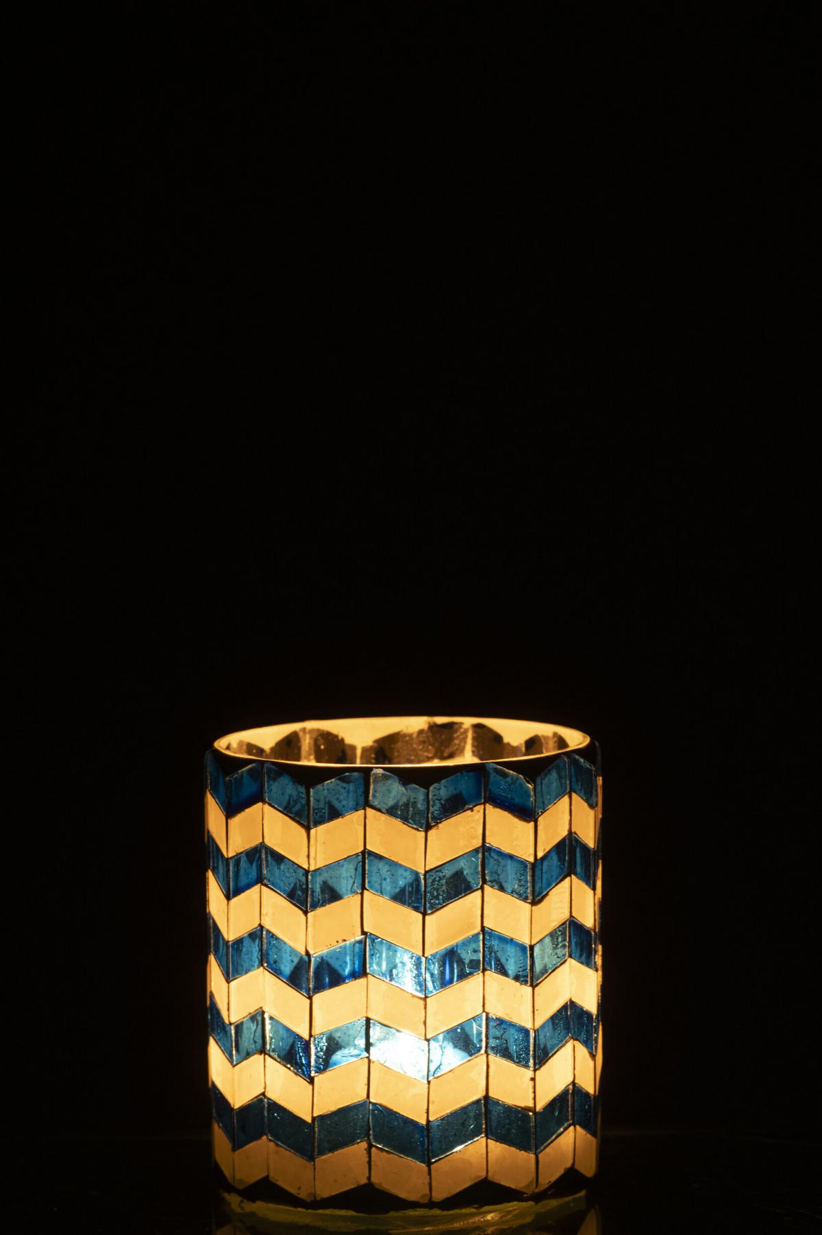 KERZENSTÄNDER BW - Blau, Glas (8/10cm) - J-Line