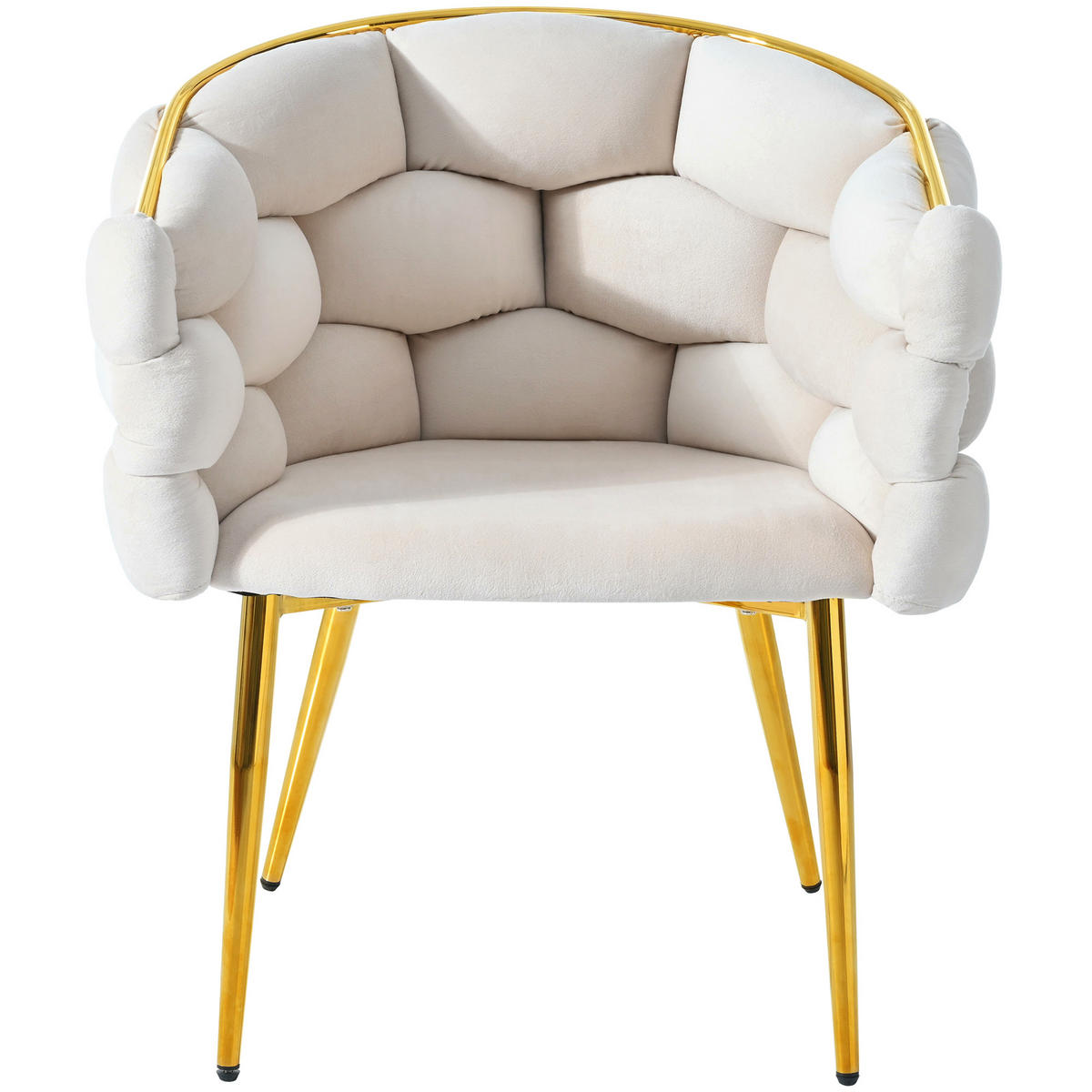 ESSZIMMERSTUHL 1-Tlg Samt Beige, Gold Beine, Modern - Beige, Textil (50/80/47cm) - FLIEKS