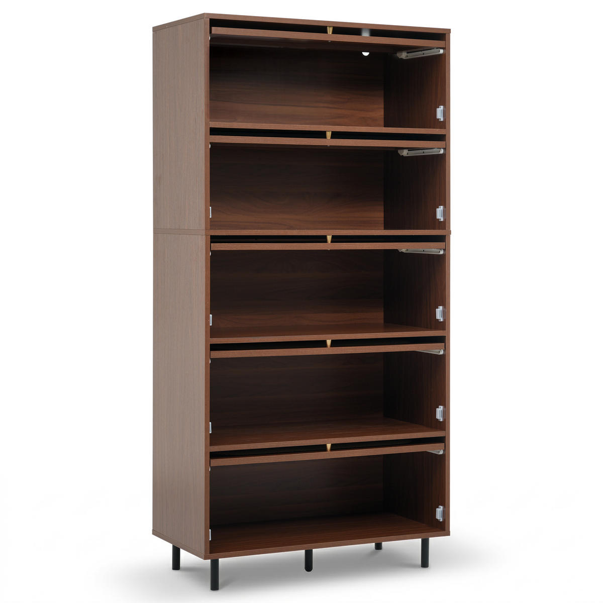 BUFFET mit 5 Klappdeckel-Fächern Kippschutz Natur Standardgröße - Naturfarben, Holzwerkstoff (80/163/40cm) - EVRYAE