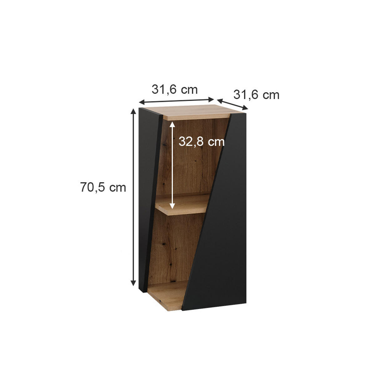 MIDISCHRANK Benno Anthrazit 31.6 x 70.5 cm mit offenen Ablagen - Anthrazit, Holzwerkstoff (31.6/70.5/31.6cm) - Vicco