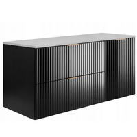 WASCHBECKUNTERSCHRANK FLOW + Platte Schwarz matt 120/57/46 cm - Schwarz, Holzwerkstoff (120/57/46cm) - Rodan