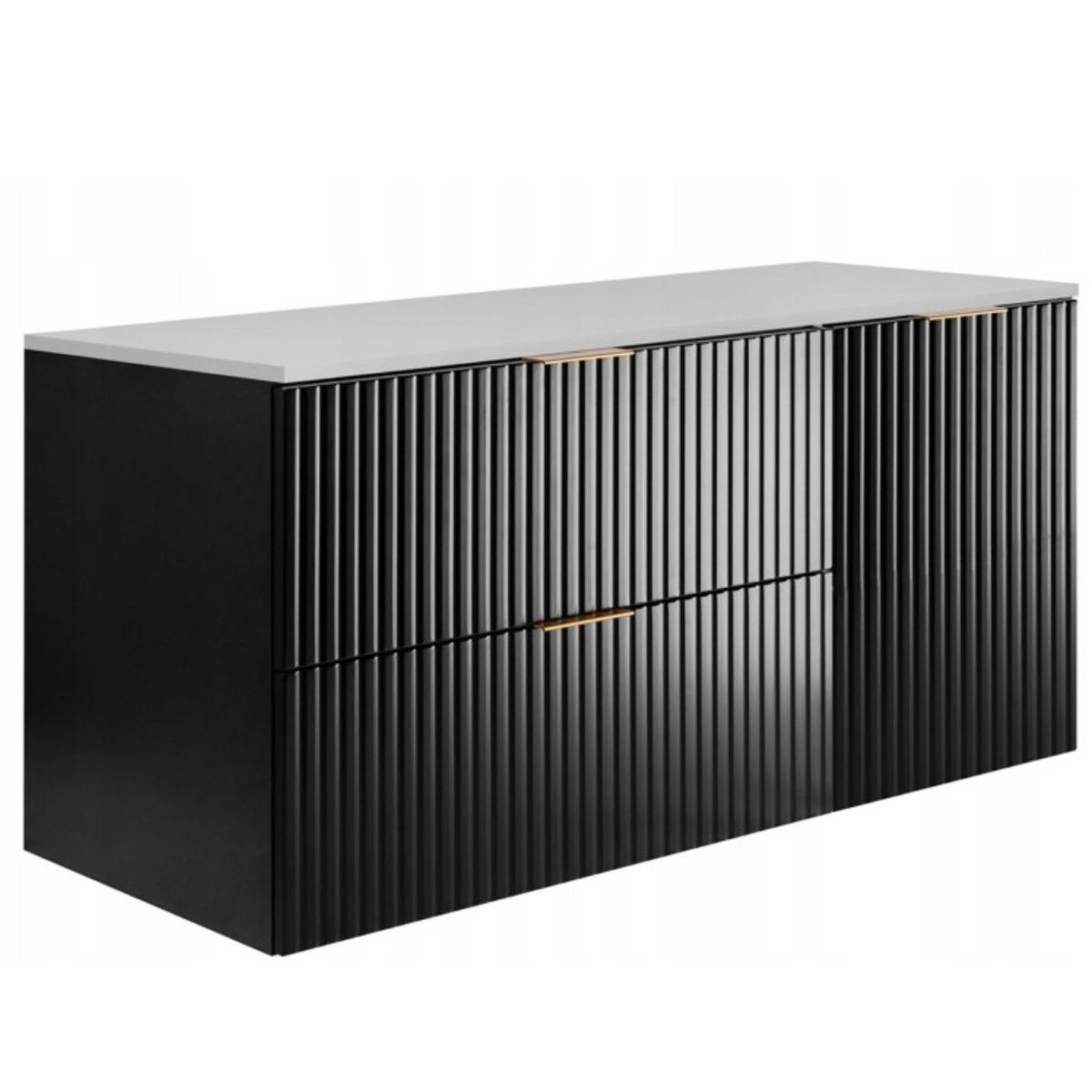 WASCHBECKUNTERSCHRANK FLOW + Platte Schwarz matt 120/57/46 cm - Schwarz, Holzwerkstoff (120/57/46cm) - Rodan