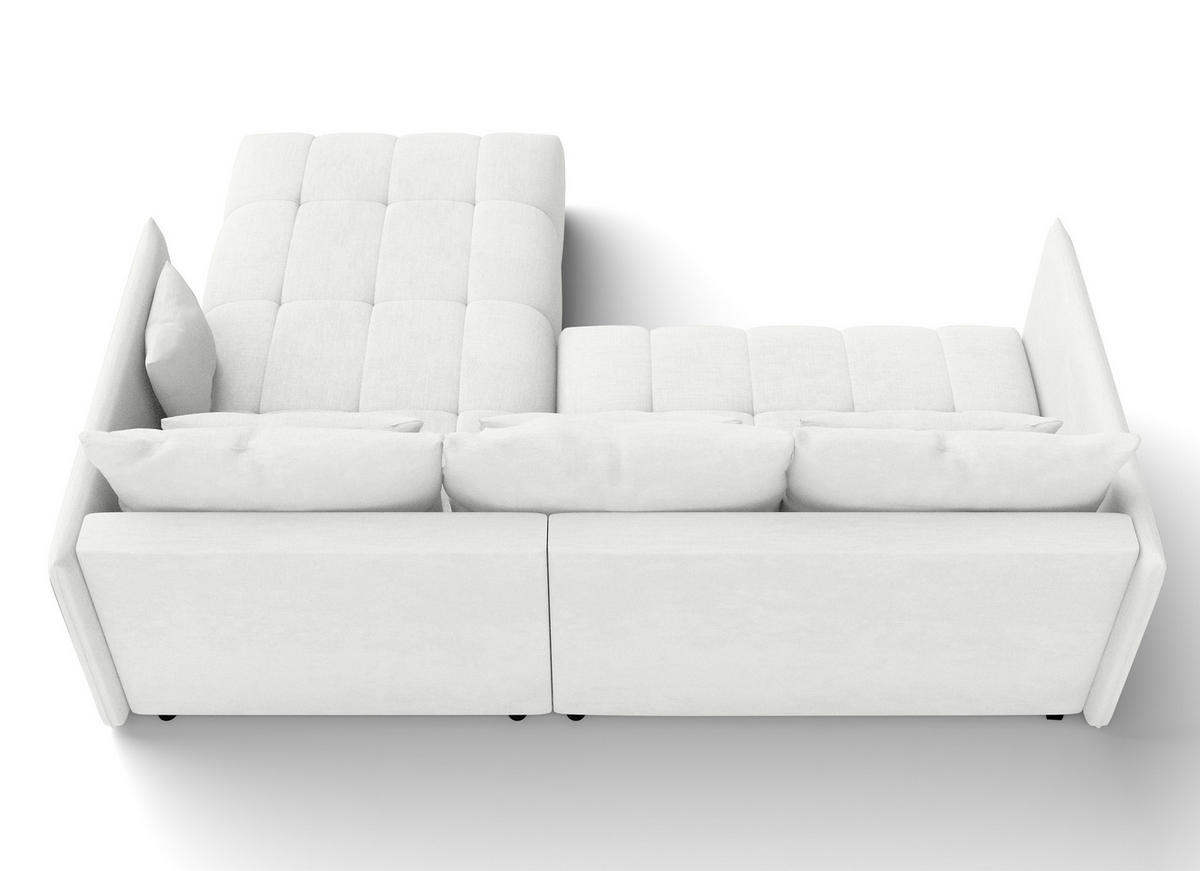 ECKSOFA L Form Cosmova Weiß 245/182/83 cm mit Schlaffunktion - Schwarz/Weiß, Kunststoff/Textil (245/182cm) - AX Living