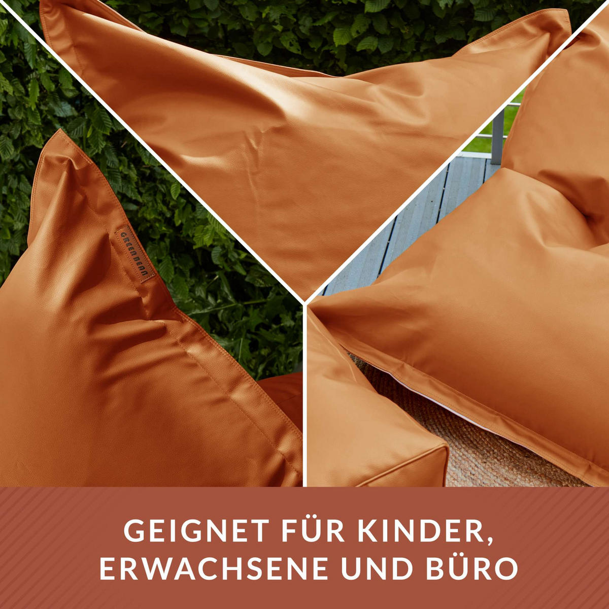 INDOOR RIESEN SITZSACK XXL Kunstleder - Hellbraun, Textil (140/25/180cm) - Green Bean