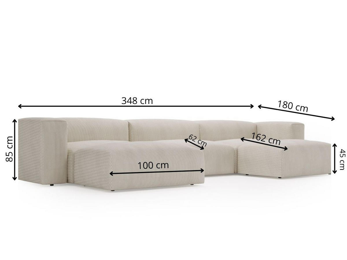WOHNLANDSCHAFT U Landi Grau - Schwarz/Grau, Kunststoff/Textil (348/85/180cm) - Graingold