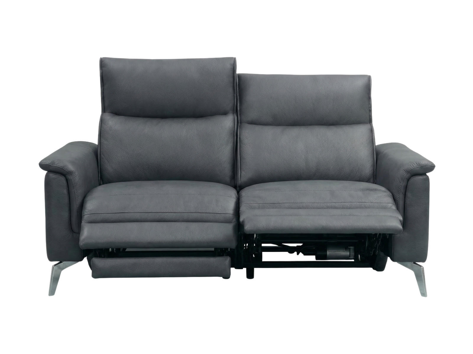 2-SITZER Sofa Borea Echtleder mit 2 x Relaxfunktion Anthrazit - Anthrazit, Leder/Metall (176/102/98cm)