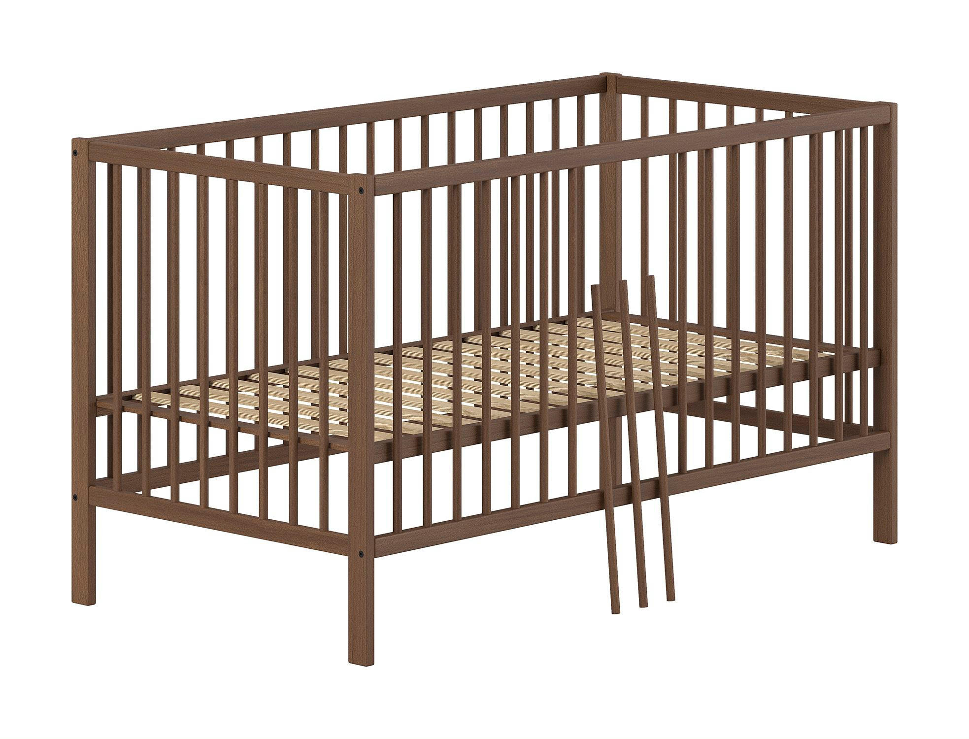 GITTERBETT Keira zum Juniorbett umbaubar Buche massiv nussbaum - Nussbaumfarben, Holz (70/140cm) - 58aufmkessel