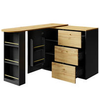 BARTISCH ausziehbarer mit Stauraum Schwarz und Braun - Schwarz/Braun, Holzwerkstoff (204/39/104cm) - Urban Meuble