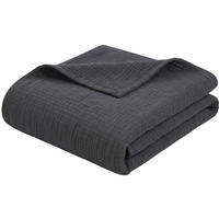 WOHNDECKE Musselin 150 x 200 cm, Leichte Kuscheldecke aus 100% Baumwolle - Nutzbar als Tagesdecke, Plaid oder Decke für Sofa, Couch & Bett - Anthrazit - Anthrazit, Textil (150/200cm) - Carpe Sonno