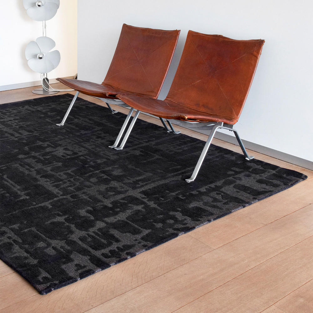 TEPPICH Black Water Structures 170/240 cm - Schwarz, Textil (170/240cm) - Louis De Poortere