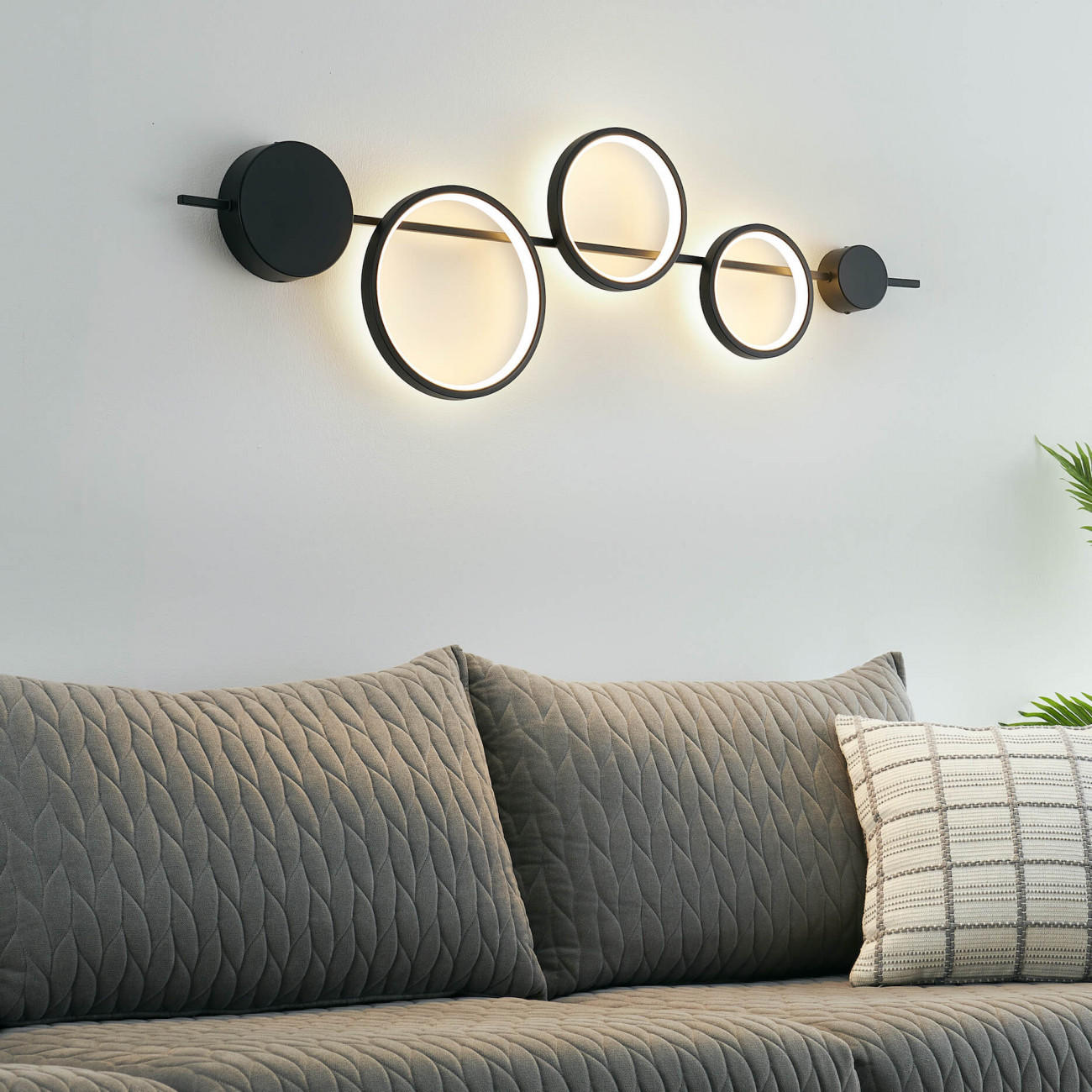 Thumbnail - Kosilum Wandleuchte, Schwarz, Metall, F, 34x106x106 cm, Lampen & Leuchten, Innenbeleuchtung, Wandleuchten