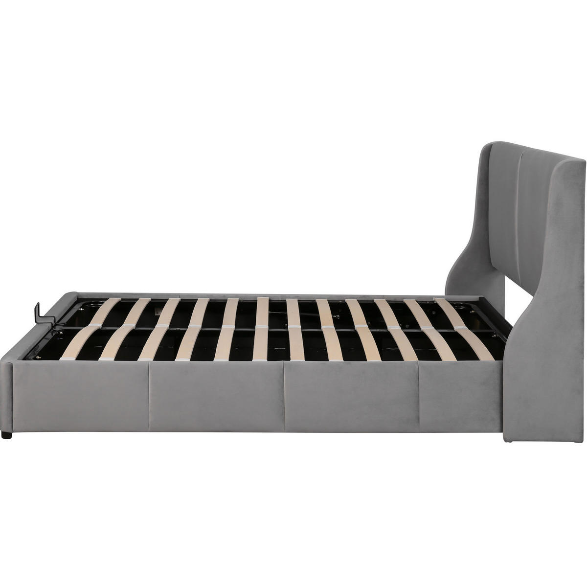 POLSTERBETT 140/200 cm grau aus Samt mit Stauraum - Grau, Textil (140/200cm) - OKMYHOME