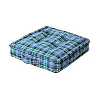 SITZKISSEN Karo blau-grün 50/50/10 cm - Blau, Textil (50/50/10cm) - Homescapes