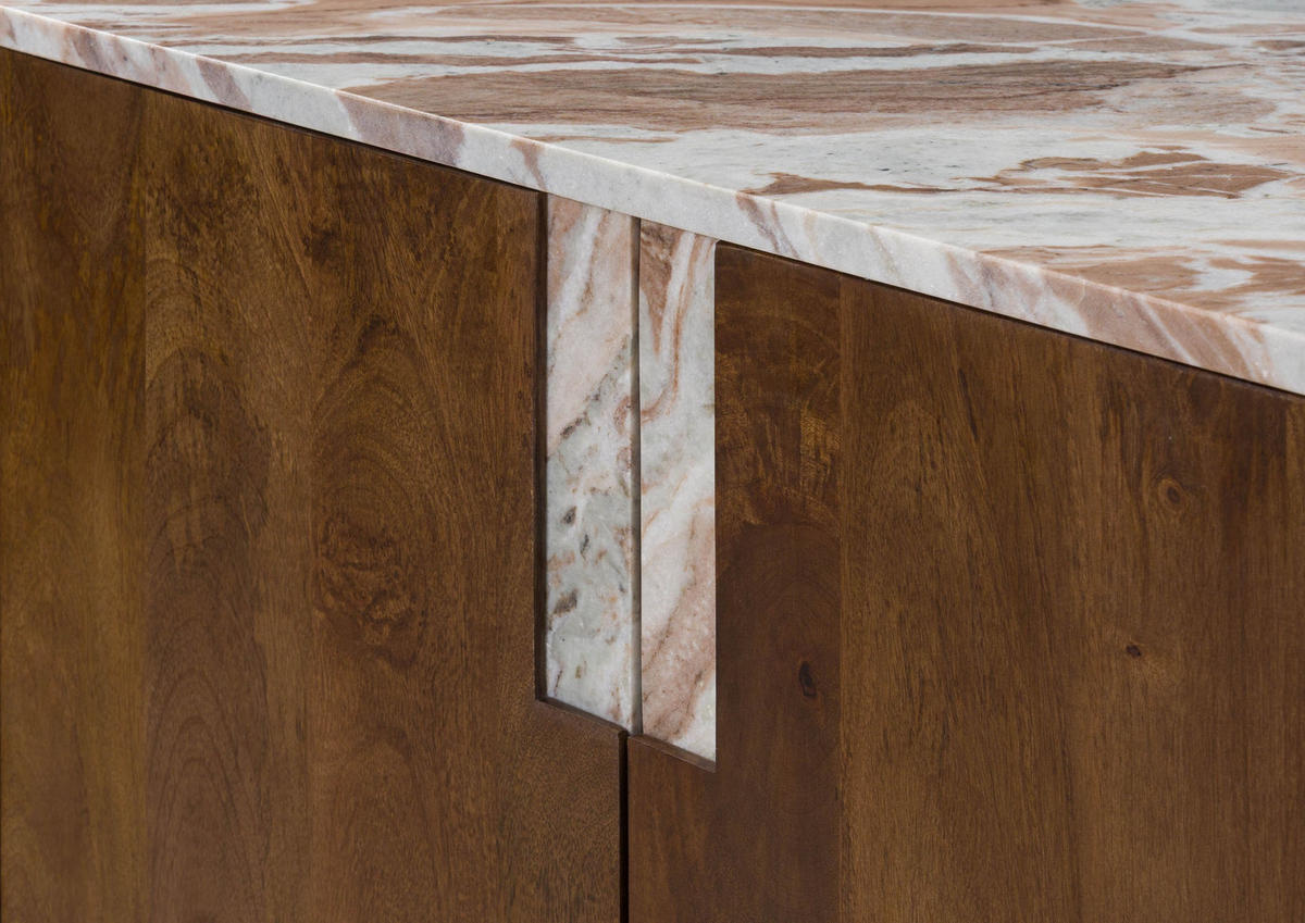 SIDEBOARD Mango 160x45x85 braun lackiert LUGANO #201 - Braun, Holz (160/85/45cm) - Massivmoebel24